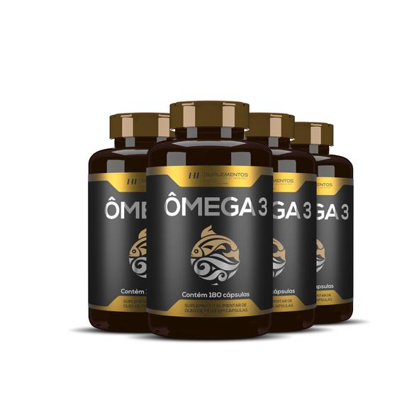 Imagem de 4x omega 3 oleo de peixe premium 180caps hf suplementos