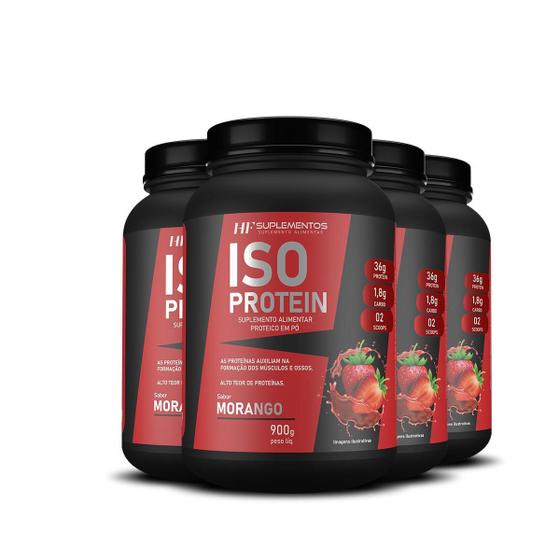 Imagem de 4X Whey Isolado Protein Morango 900G Hf Suplementos