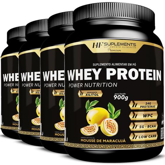 Imagem de 4x WHEY PROTEIN POWER NUTRITION MOUSSE DE MARACUJA 900G