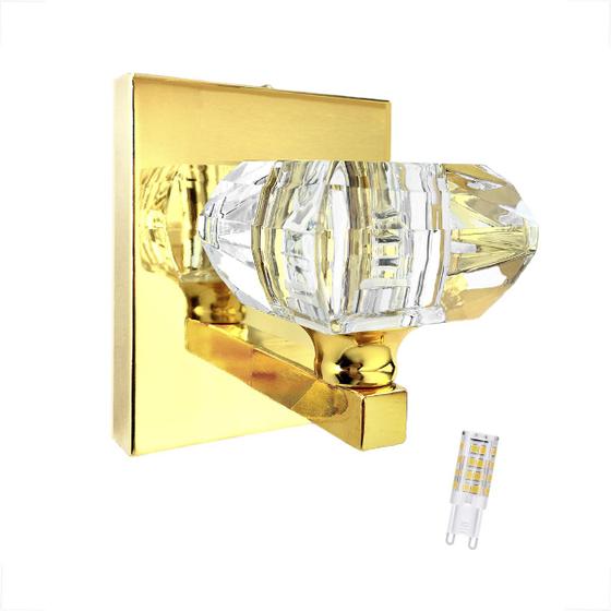 Imagem de 5 Arandela Dourada De Cristal K9 Quarto Cindy Bet40 + Led