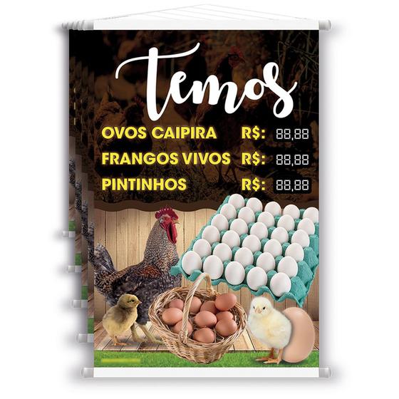 Imagem de 5 Banners Aqui Ovos E Galinhas - Preço Editável