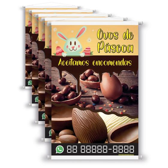 Imagem de 5 Banners TEMOS OVO DE CHOCOLATE CASEIRO