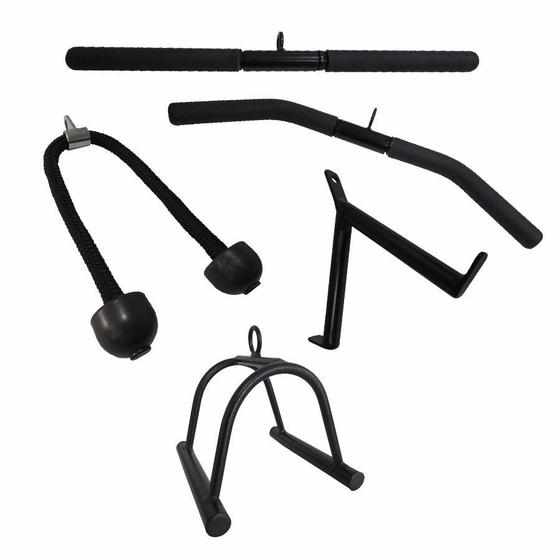 5 Barras Puxador Triceps Pulley Reto Curvo Corda V Triangulo FamaFit