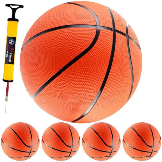Imagem de 5 Bolas De Basketball Tamanho Oficial N7 Boa Texturização Acompanha Bomba Para Encher