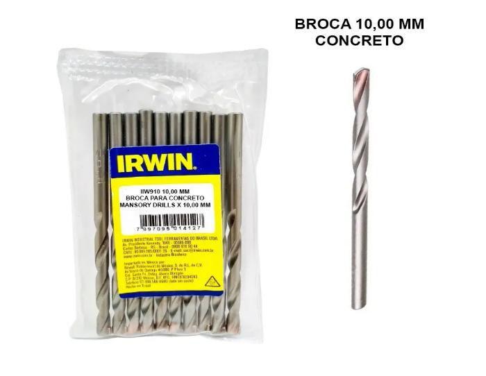 Imagem de 5 Broca Irwin Videa 10mm Concreto Iw910