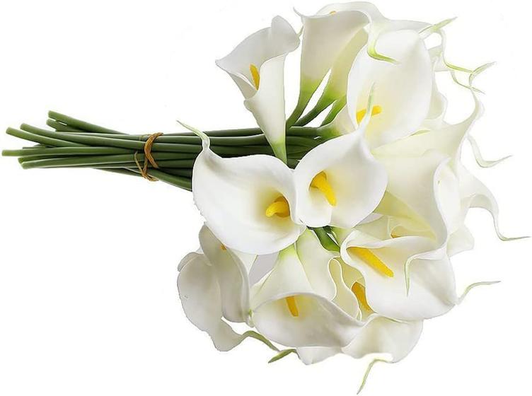 Imagem de 5 Buquê Hastes Flores Copos de leite 35cm Branca Toque Real
