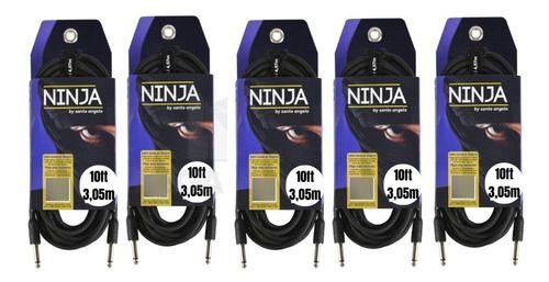 Imagem de 5 Cabo de Guitarra 0.20mm Preto e Conectores P10 Mod Ninja Cable 10FT/3,05M