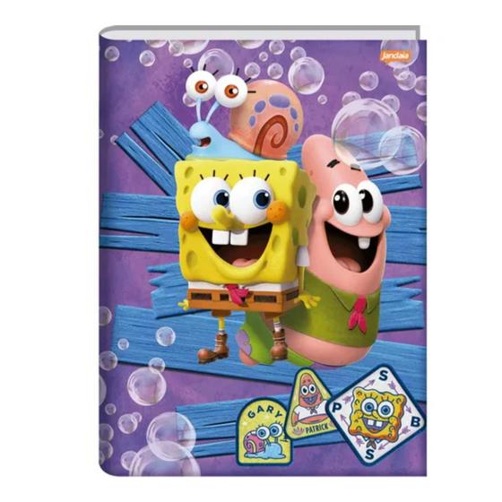 Imagem de 5 cadernos cd brochura univ 80fls bob esponja divs cores sortidas