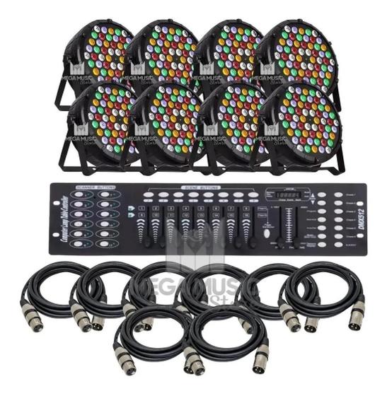 Imagem de 5 Canhão Refletor Led Rgbwa 60 Led 3w Ambar + Mesa + Cabos 10m