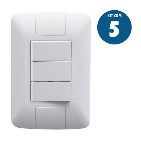 Imagem de 5 Conjunto Interruptor Triplo Aria Placa 4x2 Tramontina