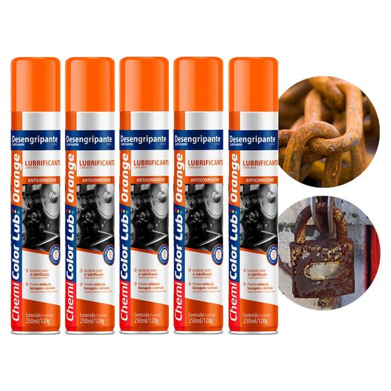 Imagem de 5 Desengripante Lub Anticorrosivo Orange 250ml Anti Ferrugem