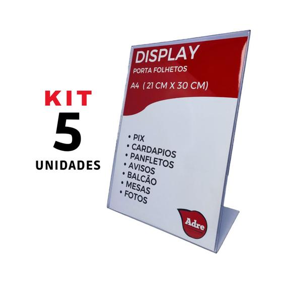 Imagem de 5 Display Expositor Suporte A4 L 21x30 Acrílico (PS)
