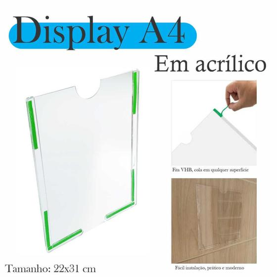 Imagem de 5 Display Parede Quadro Avisos Porta Folhas A4 Acrílico Vert