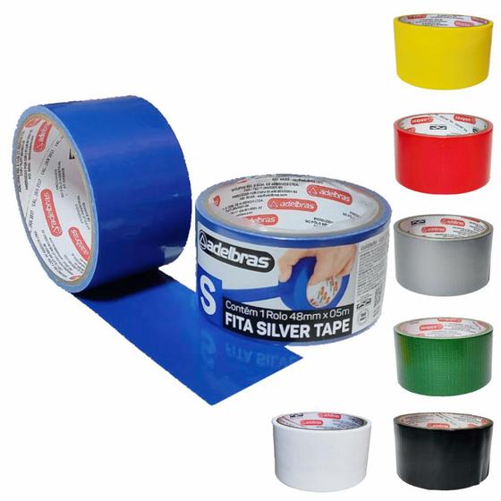 Imagem de 5 Fita Adesiva Silver Tape Reforçada 48mm X 5m