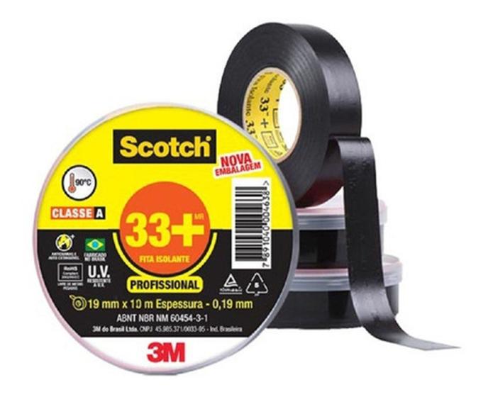 Imagem de 5 Fitas Isolantes 19mm X 20mt X 0.19mm 3m Scotch 33+ Classe A