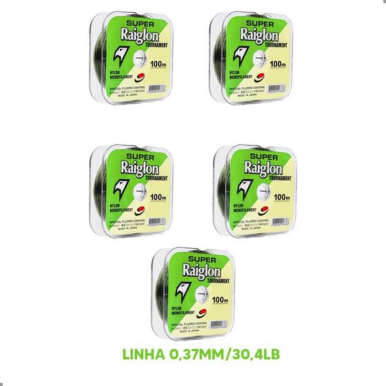 Imagem de 5 Linha Monofilamento Verde Super Raiglon 0,37mm 30,4lb 100m