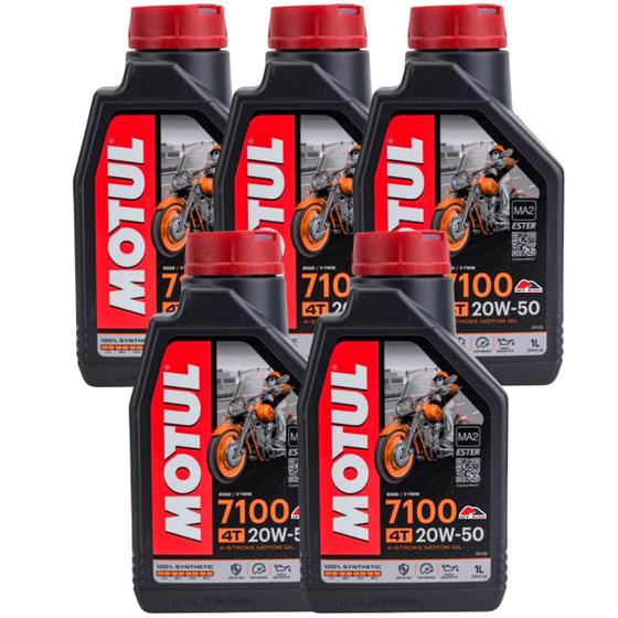 Imagem de 5 Litros Óleo De Motor Motul 7100 4t 20w50 100% Sintético Harley Davidson Fat Boy Street Bob Road King Ultra Vrod Dyna