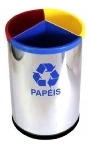 Imagem de 5 Lixeira Inox Mix Com 3 Divisões + 5 Lixeira Para Copos