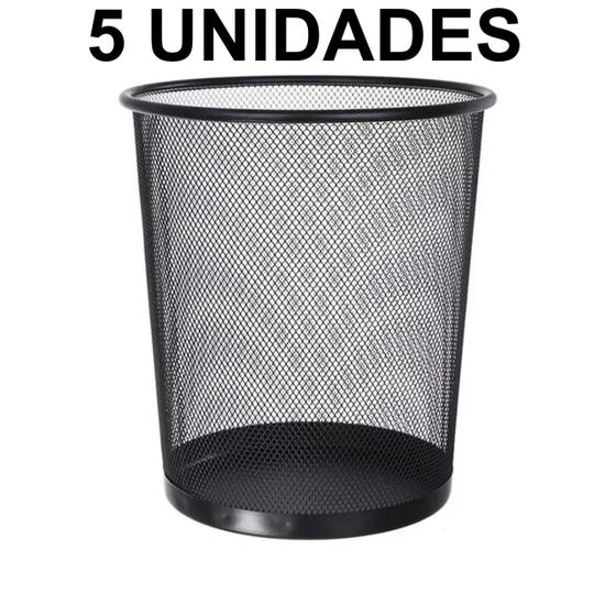 5 Lixeiras Metal Aramado Telada Cesto Lixo Escritório 8 Litros Menor preço em 5 Lixeiras Metal Aramado Telada Cesto Lixo Escritório 8 Litros