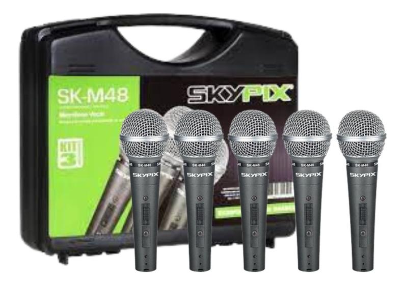Imagem de 5 Microfones Profissional Sk-m48 De Fio Para Vocal Com Case