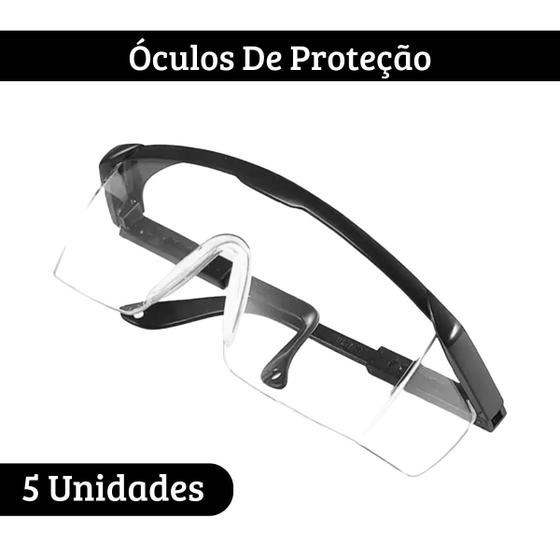 Imagem de 5 Óculos Proteção Frontal Lateral Contra Lesões nos Olhos