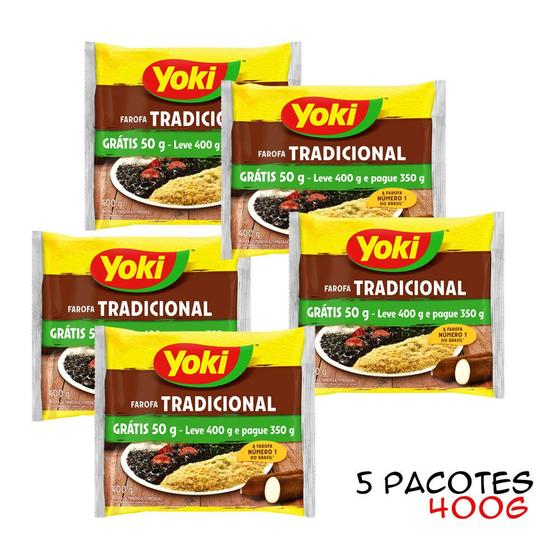 Imagem de 5 Pacotes Farofa de Mandioca Temperada Tradicional Yoki 400g