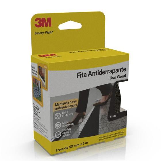 Imagem de 5 Pç Fita Antiderrapante Rampa Escada Piso 50mm 20m Preto 3m