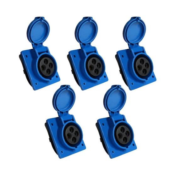 Imagem de 5 pc Tomada Embutir 3P+T 16A Azul 9H 220/250V OMG 4049