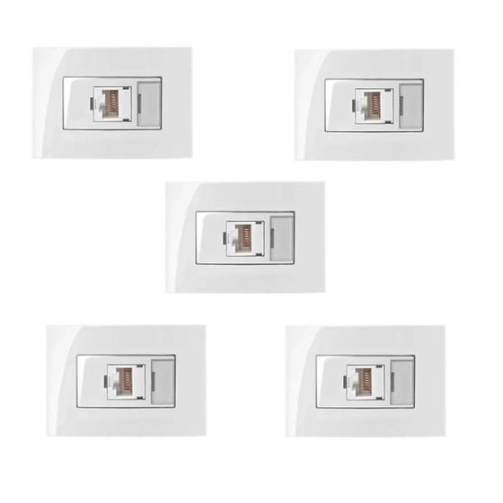 Imagem de 5 Pc Tomada Para Moveis Margirius Rj45 Branca Informática C