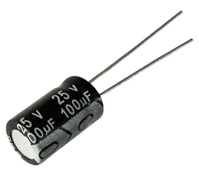 Imagem de 5 PÇS - CAPACITOR ELETROLITICO 100X25V - 100UF X 25V - 105º