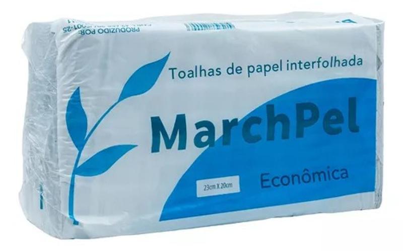 Imagem de 5 Pct Papel Toalha Interfolhados Branco 20x20 Descartável Secar As Mãos P/ Banheiro Dispenser Pia