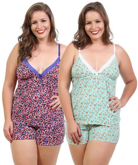 Imagem de 5 Pijamas Plus Size Femininos Baby Doll Roupa De Dormir Isa Bella Lingerie