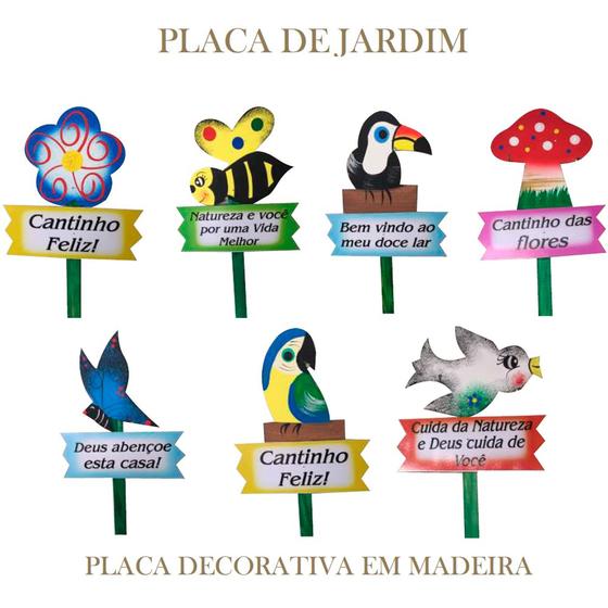Imagem de 5 Placas com Frases Casa e Jardim Decorativas em Madeira - Garden