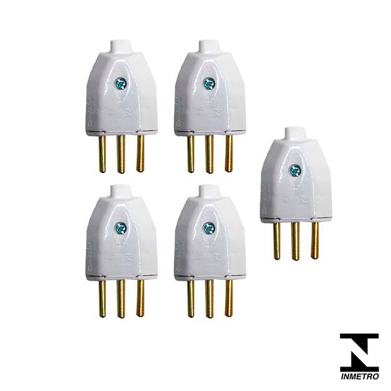 Imagem de 5 Plug Macho 2P+T 10A/250V Inmetro Branco 
