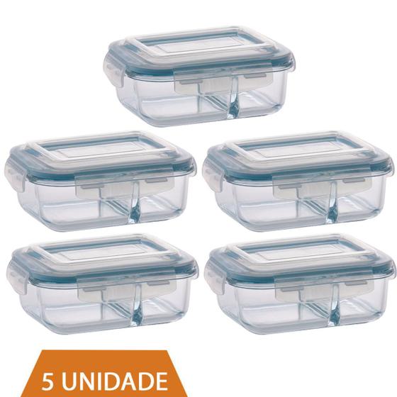 5 Pote de Vidro 1040ml Retangular Divisória Marmita Fitness Menor preço em 5 Pote de Vidro 1040ml Retangular Divisória Marmita Fitness
