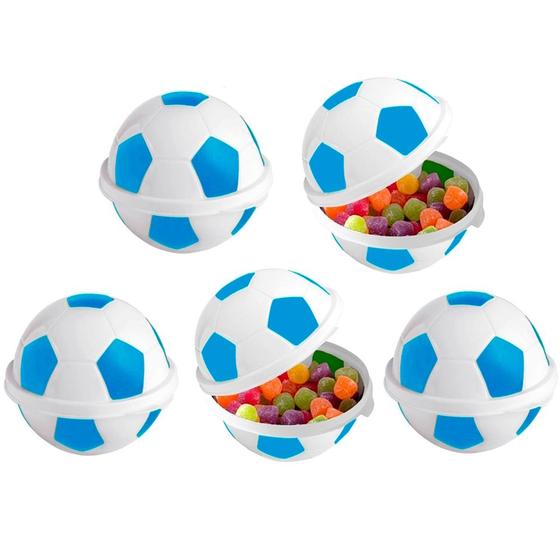 Imagem de 5 Potes para Doces Lembrancinha Festa Bola de Futebol Azul