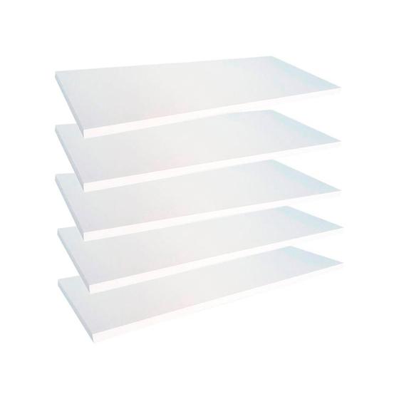 Imagem de 5 Prateleiras 60X20Cm 100% Mdf Branco Com Suporte Invisível