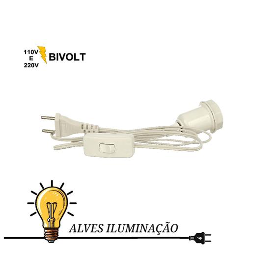 Imagem de 5 Rabicho Cordão de abajur com Soquete Coluna E-27 Bivolt com Acabamentos completo