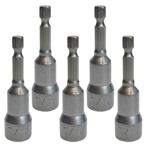 Imagem de 5 Soquetes Magnéticos 7/16 X 65mm Sextavado Profissional