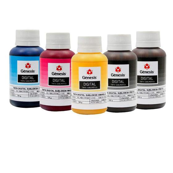 Imagem de 5 Tintas para Sublimação Digital Gênesis Compatível com Impressoras Epson  CMYK