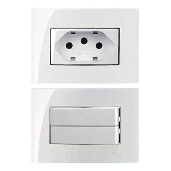 Imagem de 5 Tomada 3 Pinos 10a + 2 Tomada 20a + 2 Interruptor Duplo Paralelo Embutir Movel Branco