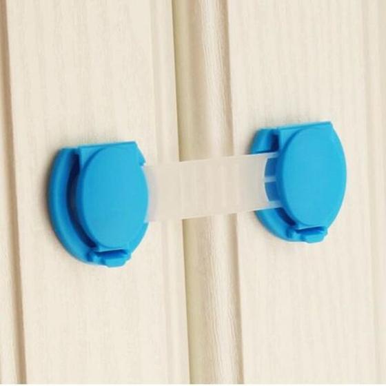 Imagem de 5 Trava Segurança Multiuso Flexível Gavetas Portas Pequenas - Azul