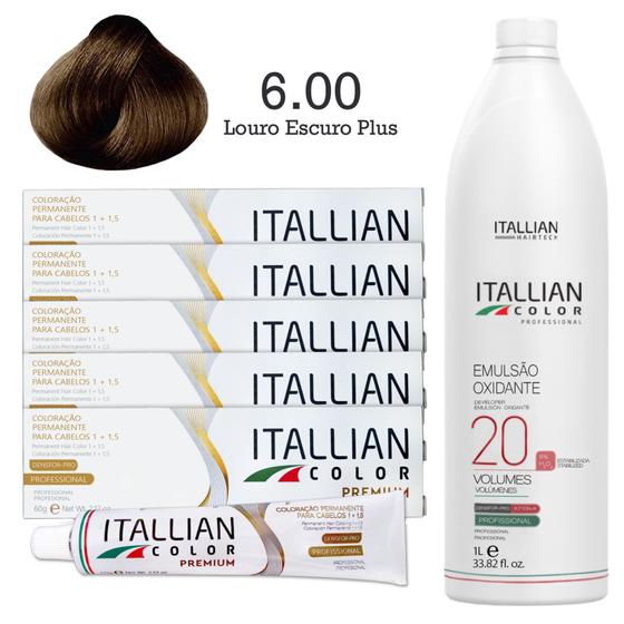 Imagem de 5 Un Coloração 6.00 Louro Escuro Plus + Oxi 20 1l Itallian Color