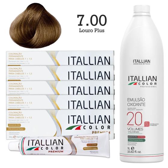 Imagem de 5 Un Coloração 7.00 Louro Plus + Oxi 20 1l  Itallian Color