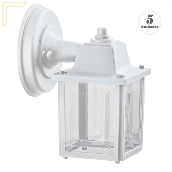 5 Un Luminaria arandela Externo Colonial Plastico Branco alz19 Menor preço em 5 Un Luminaria arandela Externo Colonial Plastico Branco alz19