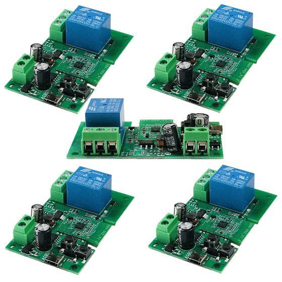 Imagem de 5 Un Relé Wifi Contato Seco Módulo 5v-12v-32v Pulso Contínuo