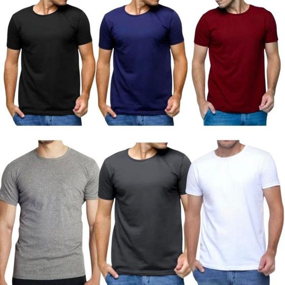 Imagem de 5 Unid Camisetas Cores Algodão Masculina Fio 30