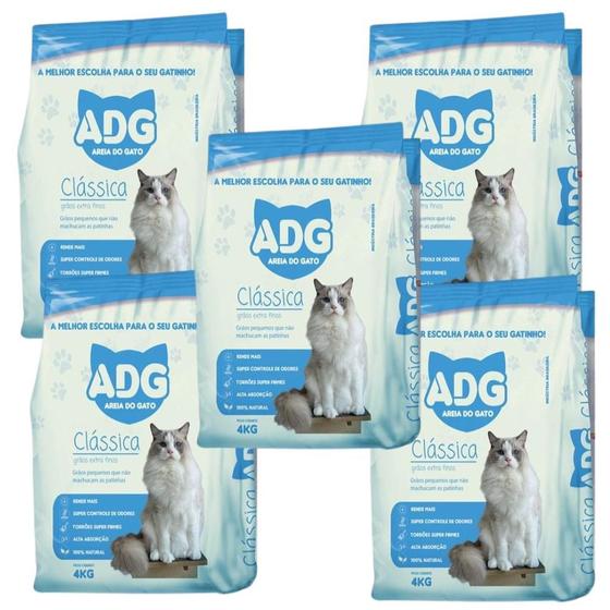 Imagem de 5 Unidades Areia Sanitária Para Gatos Areia De Gato Grãos Finos Clássica 4kg