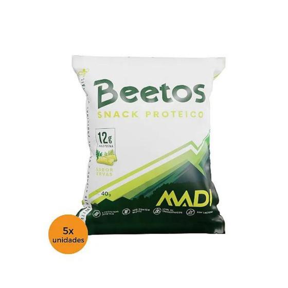 Imagem de 5 Unidades Snack Proteico Beetos MaDi Sabor Ervas 40g