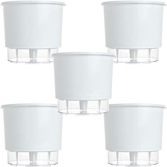 Imagem de 5 Vaso Raiz Autoirrigavel 16X14 Branco Área Interna Externa